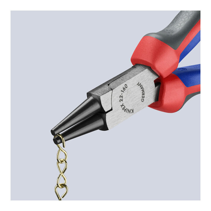 Pince à becs ronds DIN ISO 5745 L. 160 mm tête polie gaines à 2 comp. KNIPEX