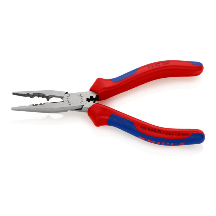 Pince à câbler L. 160 mm 0,5-0,75 / 1,5 / 2,5 mm² poli gaines bicomposant KNIPEX