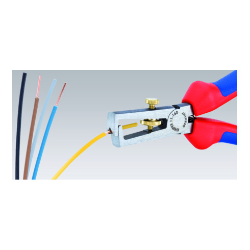 Pince à dénuder L. 160 mm poli gaines bicomposant avec ressort d'ouv. KNIPEX