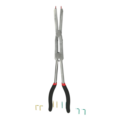 Pince à double articulation KS Tools pour circlip extérieur avec embouts interchangeables