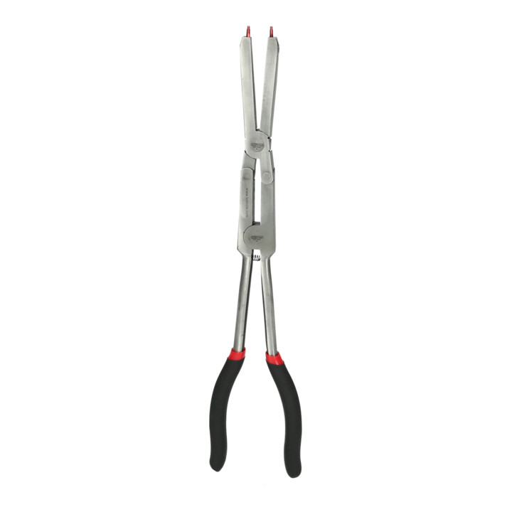 Pince à double articulation KS Tools pour circlip extérieur avec embouts interchangeables