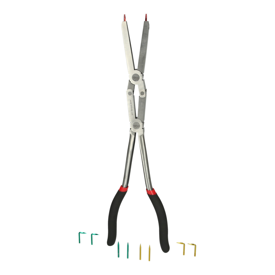 Pince à double articulation KS Tools pour circlip intérieur avec embouts interchangeables