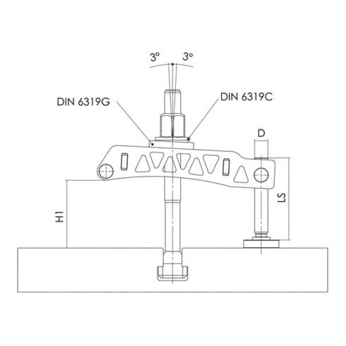 Pince AMF 6311 Construction légère pour rainures en T 20, 22, 24, 28 mm Longueur 200 mm