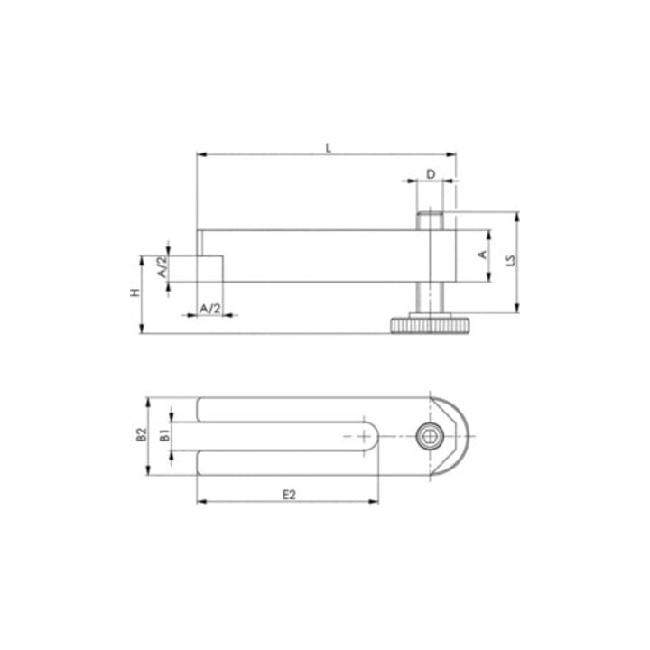 Pince AMF 6315V décalée avec rainure pour vis d'appui 16 + 18 mm