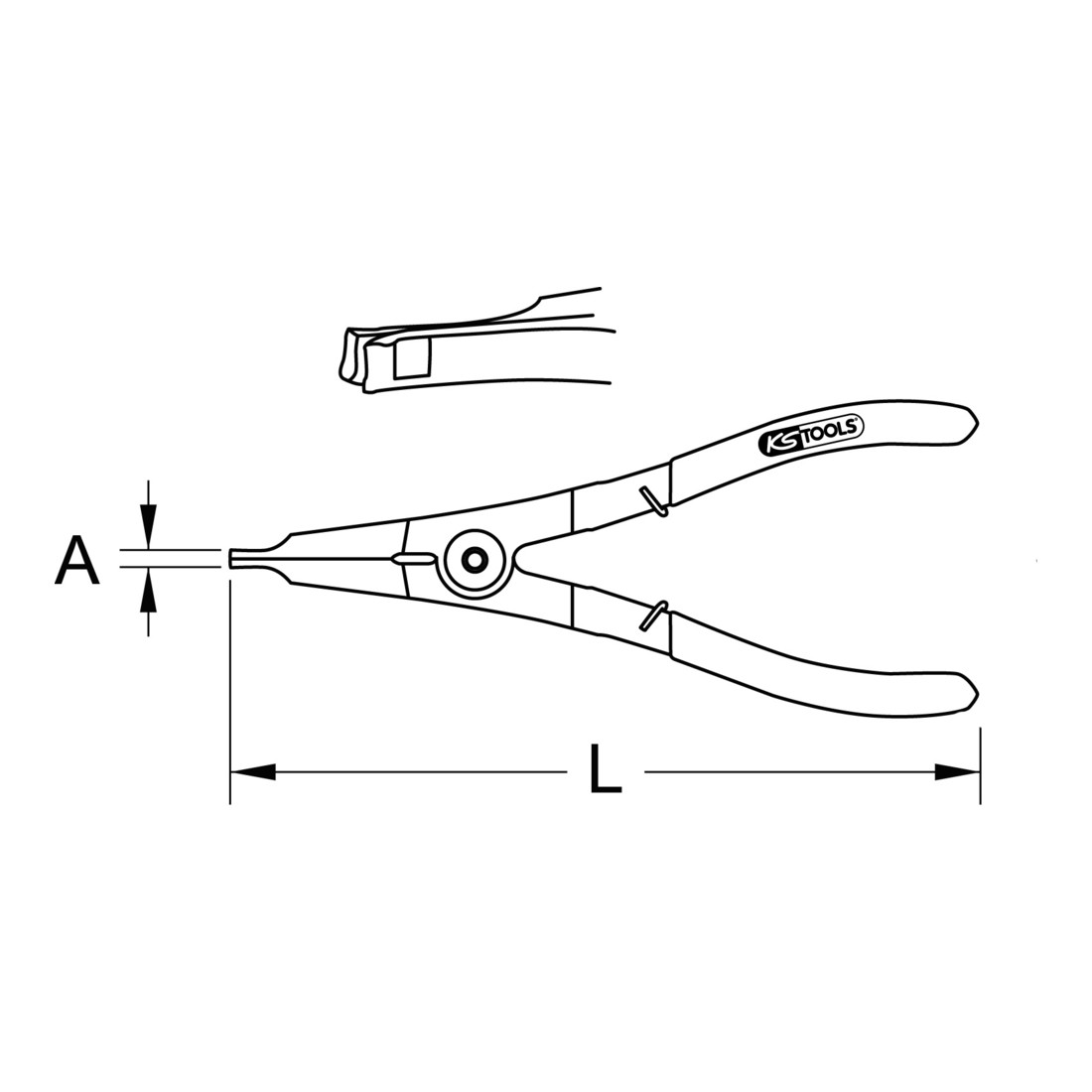 Pince circlip à joncs-intérieur, 240mm