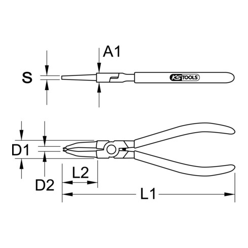 Outils KS Pinces à circlips pour circlips pour anneaux de retenue internes