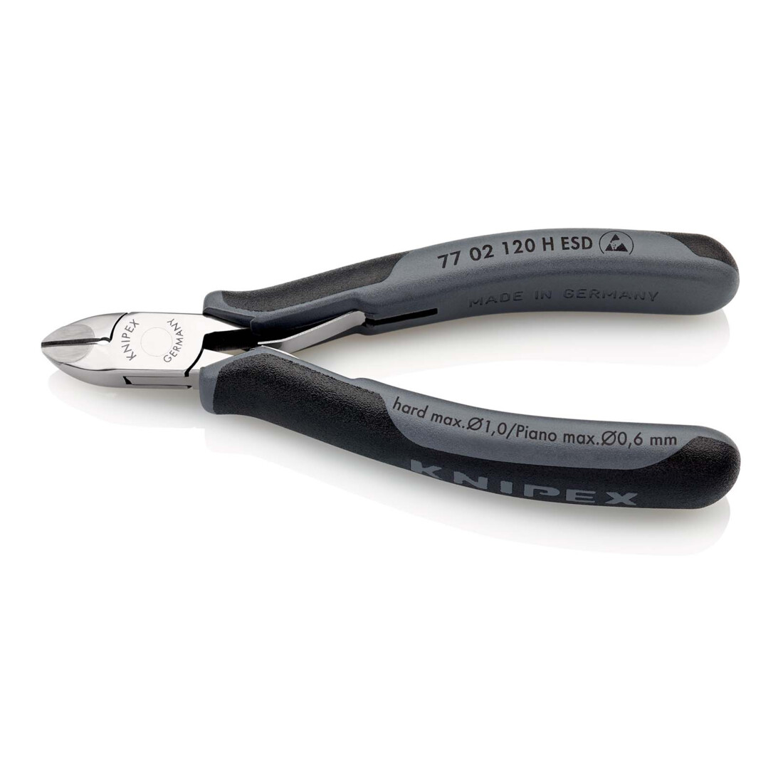 Pince coupante de côté pour l'électronique, Avec élément de carbure à bord tranchant ESD Knipex