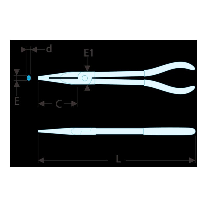 Pince frontale avec mâchoires demi-rondes extra-longues à double articulation
