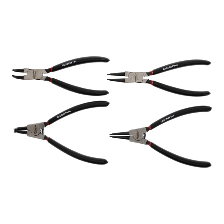 Pince Gedore rouge pour circlips, série droite + fil 90° 4pcs