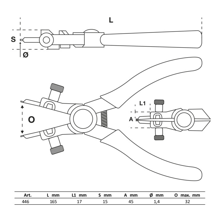 Pince pour circlips intérieurs 165 mm BGS