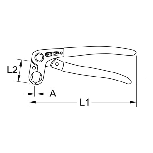 Pince pour conduites de carburant coudée, 220mm