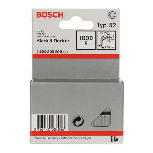 12,3 x 1,25 x 14 mm Bosch Plat Fil Pince Type 52 