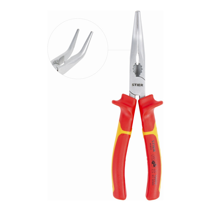 Set STIER Pince téléphonique 45° courbée 205 mm VDE + Pince téléphonique droite 205 mm VDE