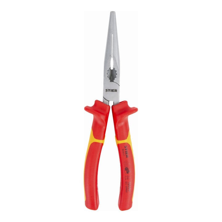 Set Stier Jeu de clés à cliquet à tête ouverte + Pince téléphonique droite 205 mm certifiée VDE Stier
