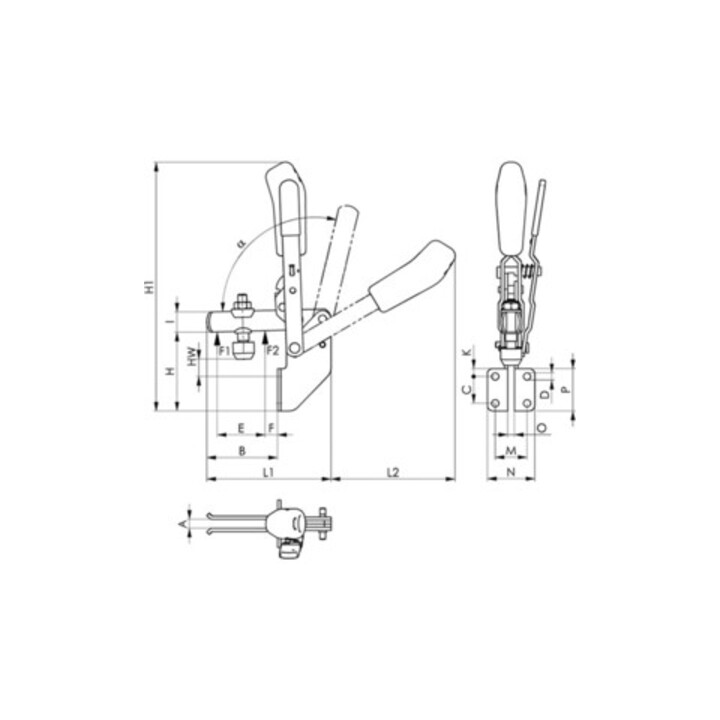 Pince verticale AMF no.6803S taille 2 pied coudé avec serrure de sécurité AMF