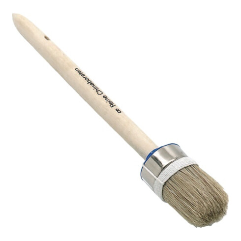 Brosse annulaire Nölle, ronde, poils mixtes légers, fil court, anneau en nickel, manche en bois brut