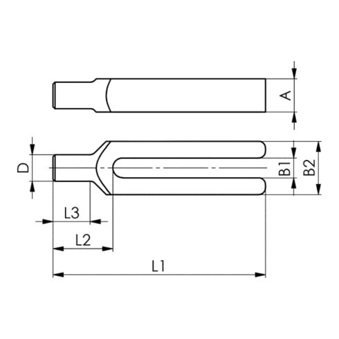 Pinces à fourche AMF DIN 6315C avec rainure de serrage ronde 26 mm x 315 mm