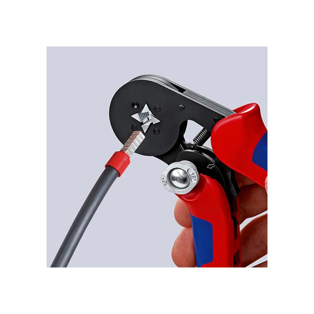 Pinces à sertir auto-ajustables pour embouts de câble, avec accès latéral Knipex