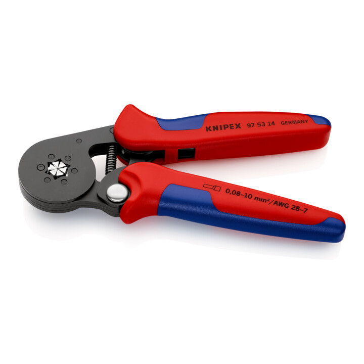 Pinces à sertir auto-ajustables pour embouts de câble, avec accès latéral Knipex