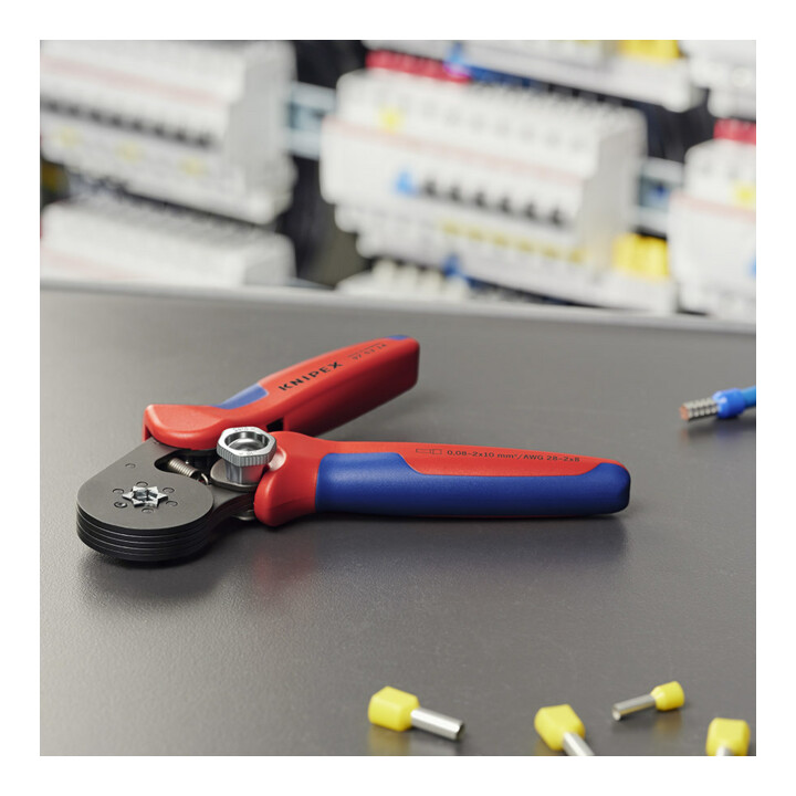 Pinces à sertir auto-ajustables pour embouts de câble, avec accès latéral Knipex