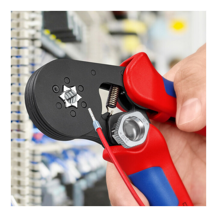 Pinces à sertir auto-ajustables pour embouts de câble, avec accès latéral Knipex
