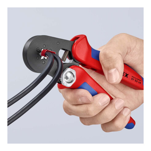 Pinces à sertir auto-ajustables pour embouts de câble, avec accès latéral Knipex