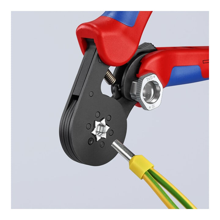 Pinces à sertir auto-ajustables pour embouts de câble, avec accès latéral Knipex