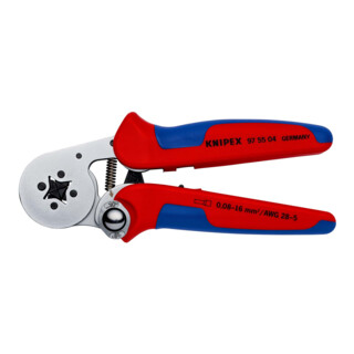 KNIPEX 97 55 14 Pince à sertir auto-ajustable pour embouts de câbles à entrée latérale avec douilles à plusieurs composants chromées 180 mm
