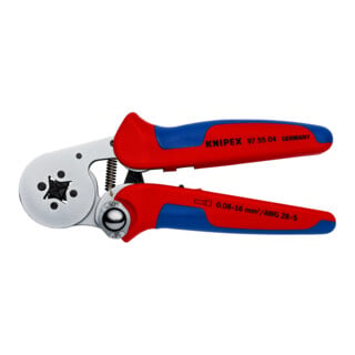 KNIPEX Pince à sertir auto-ajustable pour embouts de câble à insertion latérale, manches bimatière, chromée, 180 mm