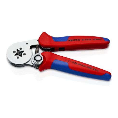 KNIPEX 97 55 14 Pince à sertir auto-ajustable pour embouts de câbles à entrée latérale avec douilles à plusieurs composants chromées 180 mm