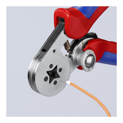 KNIPEX 97 55 14 Pince à sertir auto-ajustable pour embouts de câbles à entrée latérale avec douilles à plusieurs composants chromées 180 mm