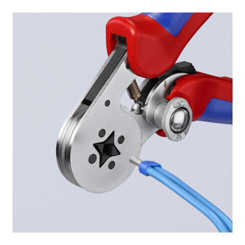 KNIPEX 97 55 14 Pince à sertir auto-ajustable pour embouts de câbles à entrée latérale avec douilles à plusieurs composants chromées 180 mm
