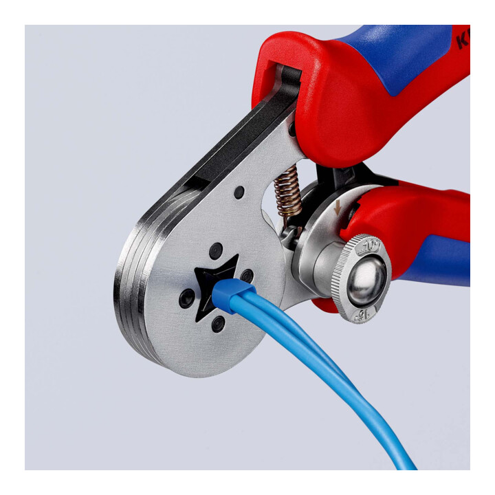 Pinces à sertir auto-ajustables pour embouts de câble, avec accès latéral Knipex