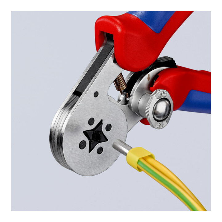 Pinces à sertir auto-ajustables pour embouts de câble, avec accès latéral Knipex