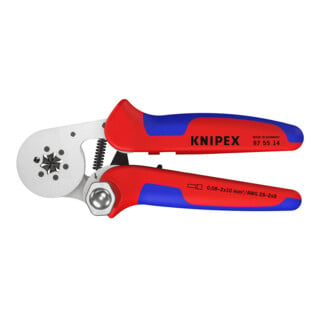 KNIPEX Pince à sertir auto-ajustable pour embouts de câble à insertion latérale, manches bimatière, chromée, 180 mm