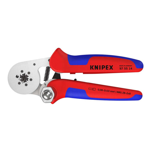 KNIPEX 97 55 14 Pince à sertir auto-ajustable pour embouts de câbles à entrée latérale avec douilles à plusieurs composants chromées 180 mm