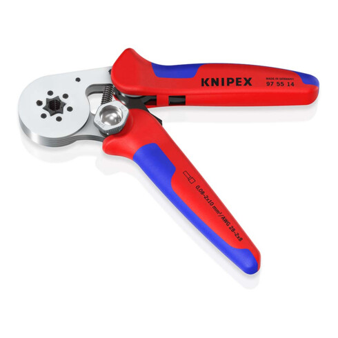 KNIPEX 97 55 14 Pince à sertir auto-ajustable pour embouts de câbles à entrée latérale avec douilles à plusieurs composants chromées 180 mm