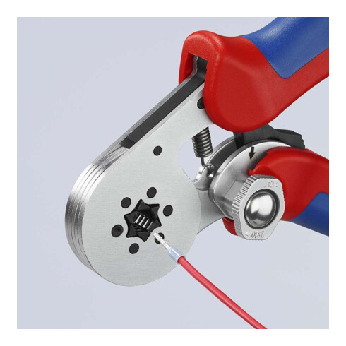 KNIPEX 97 55 14 Pince à sertir auto-ajustable pour embouts de câbles à entrée latérale avec douilles à plusieurs composants chromées 180 mm