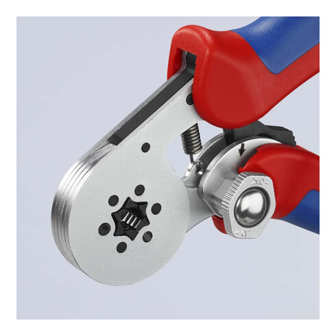 KNIPEX 97 55 14 Pince à sertir auto-ajustable pour embouts de câbles à entrée latérale avec douilles à plusieurs composants chromées 180 mm