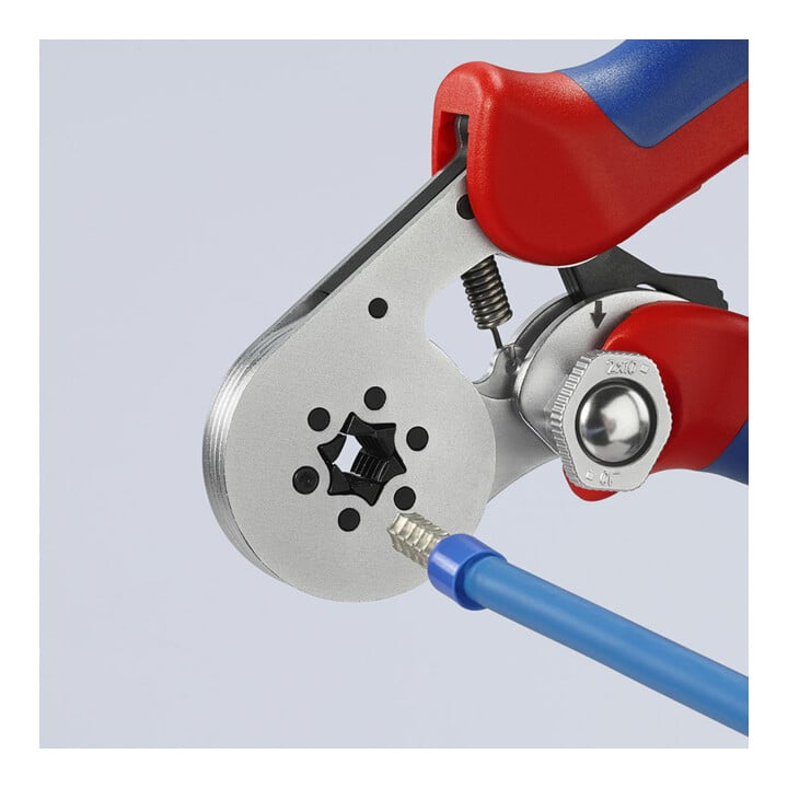 Pinces à sertir auto-ajustables pour embouts de câble, avec accès latéral Knipex