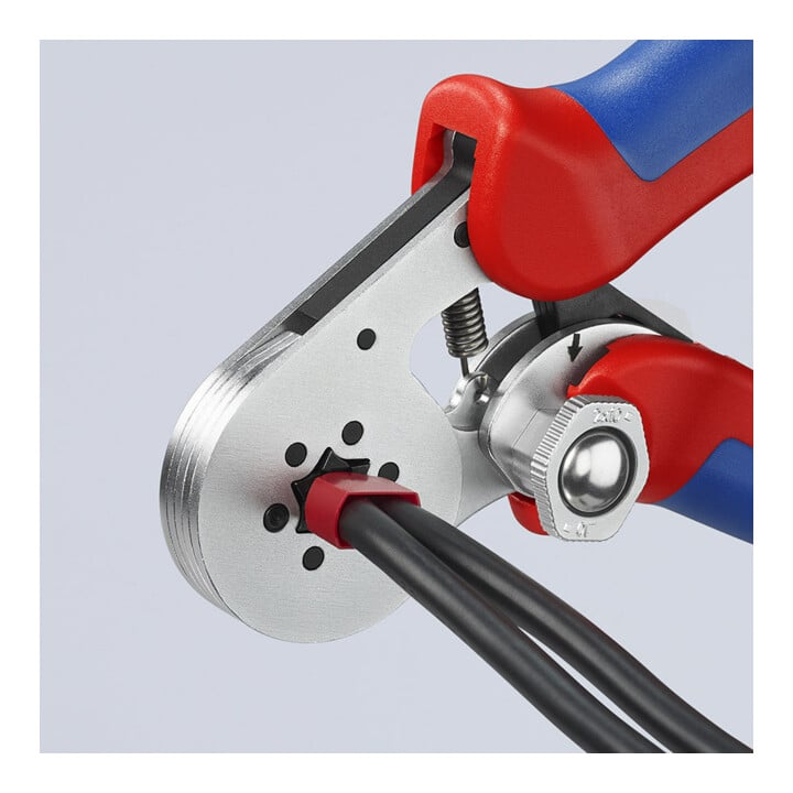 Pinces à sertir auto-ajustables pour embouts de câble, avec accès latéral Knipex