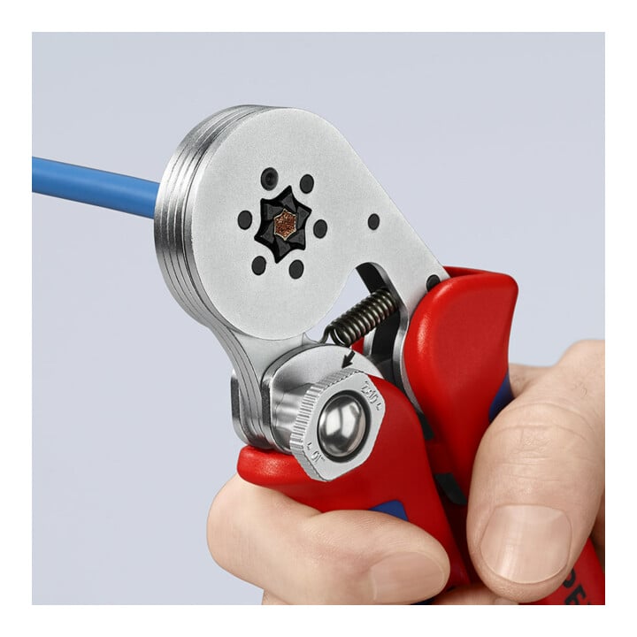 Pinces à sertir auto-ajustables pour embouts de câble, avec accès latéral Knipex