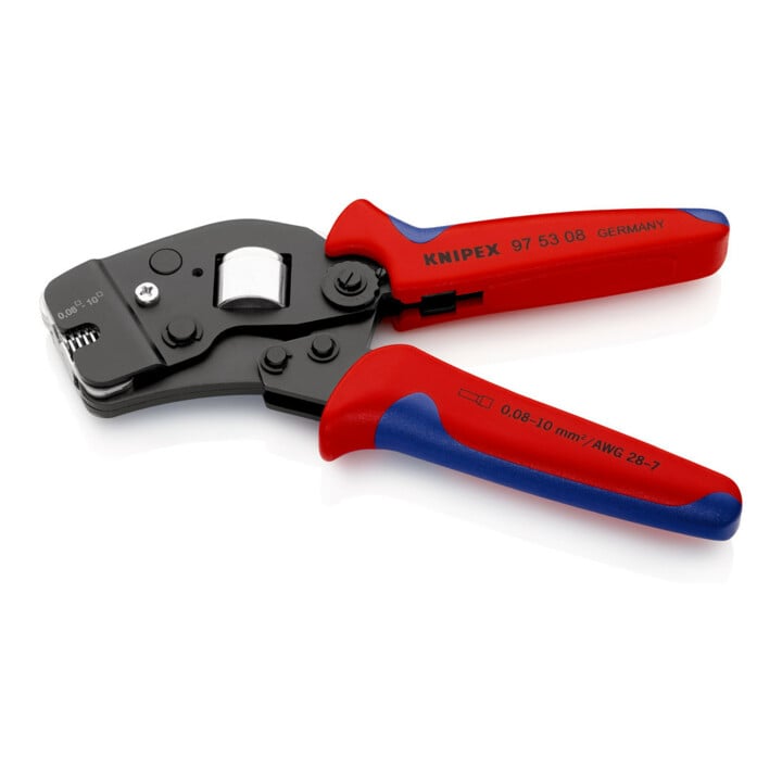 Pinces à sertir auto-ajustables pour embouts de câble, introduction frontale Knipex
