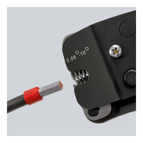 Pinces à sertir auto-ajustables pour embouts de câble, introduction frontale Knipex