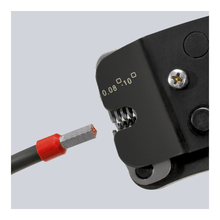 Pinces à sertir auto-ajustables pour embouts de câble, introduction frontale Knipex