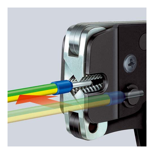 Pinces à sertir auto-ajustables pour embouts de câble, introduction frontale Knipex