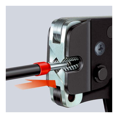 Pinces à sertir auto-ajustables pour embouts de câble, introduction frontale Knipex