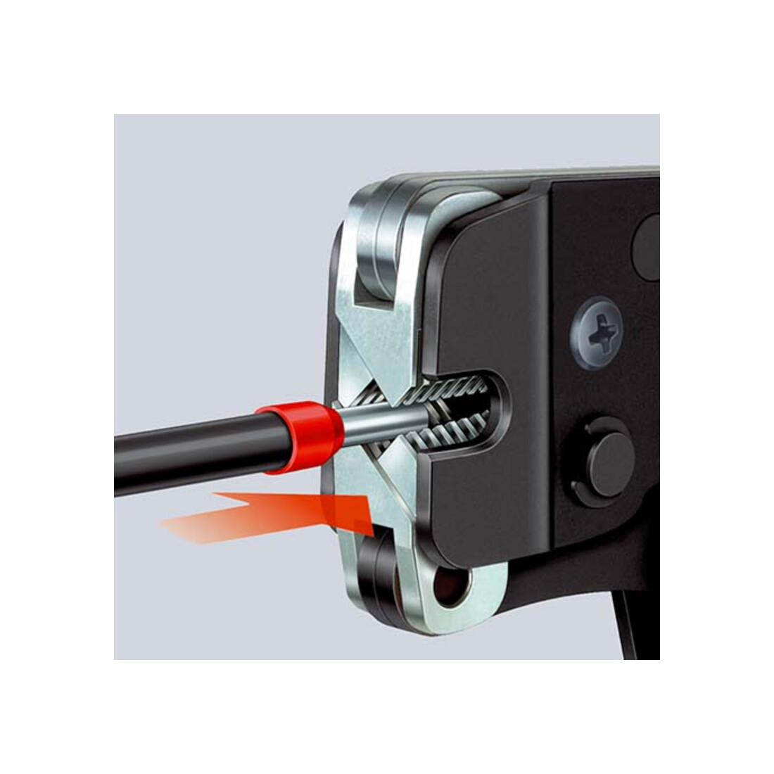 Pinces à sertir auto-ajustables pour embouts de câble, introduction frontale Knipex