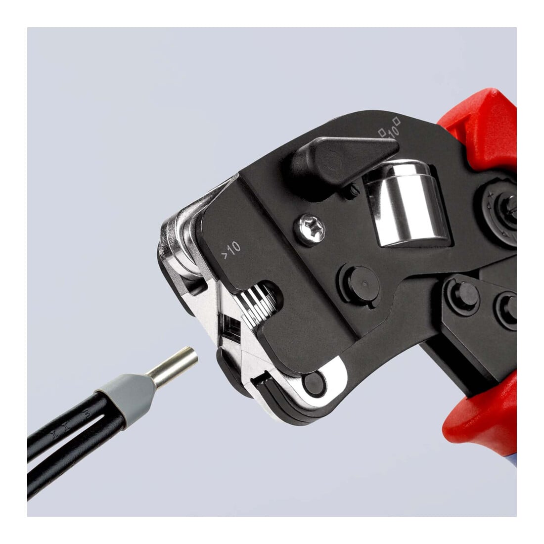 Pinces à sertir auto-ajustables pour embouts de câble, introduction frontale Knipex