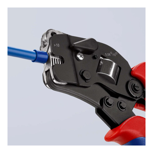 Pinces à sertir auto-ajustables pour embouts de câble, introduction frontale Knipex